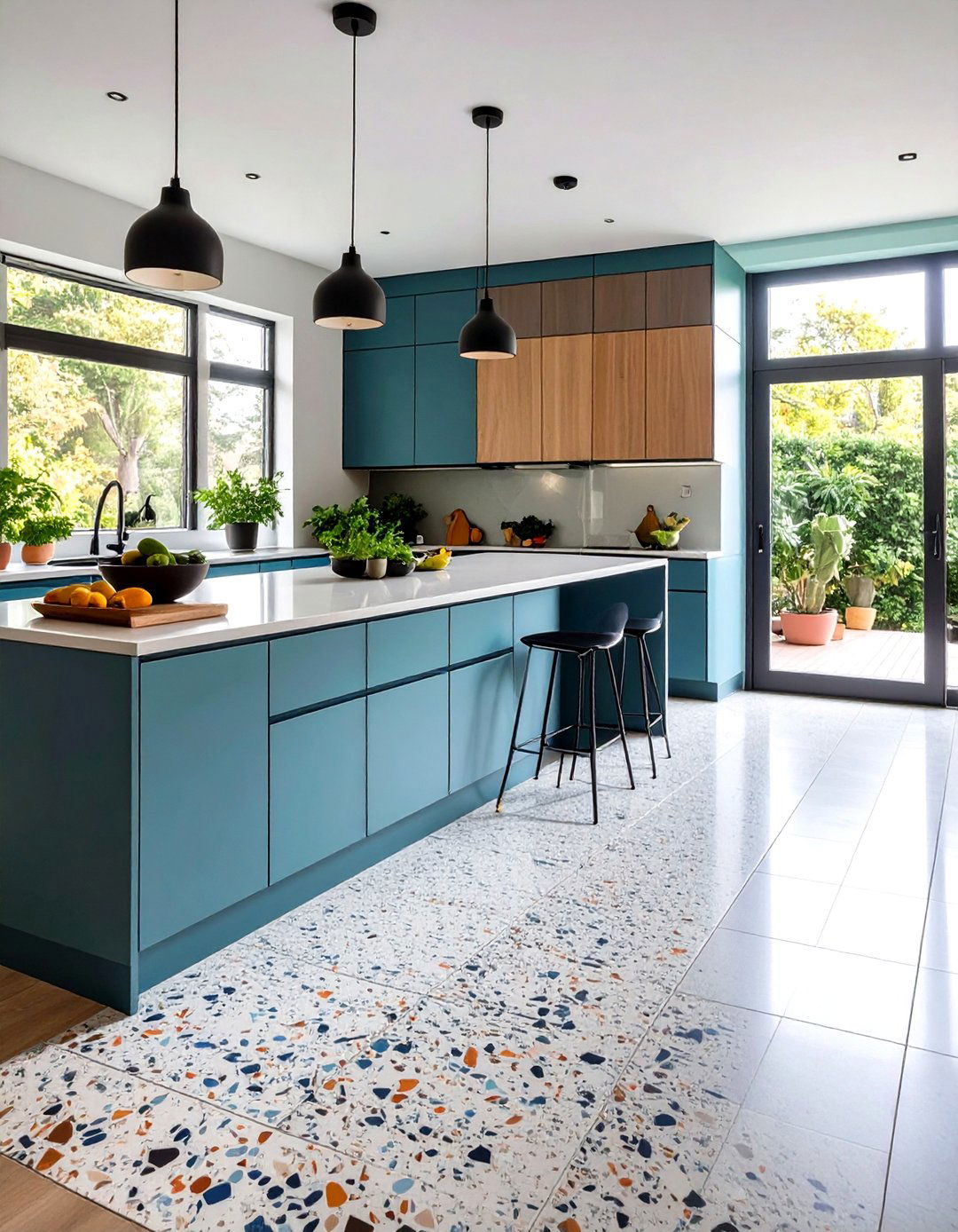 Contrasting Grout Lines to Emphasize Pattern - 20 Terrazzo Kitchen Floor Ideas