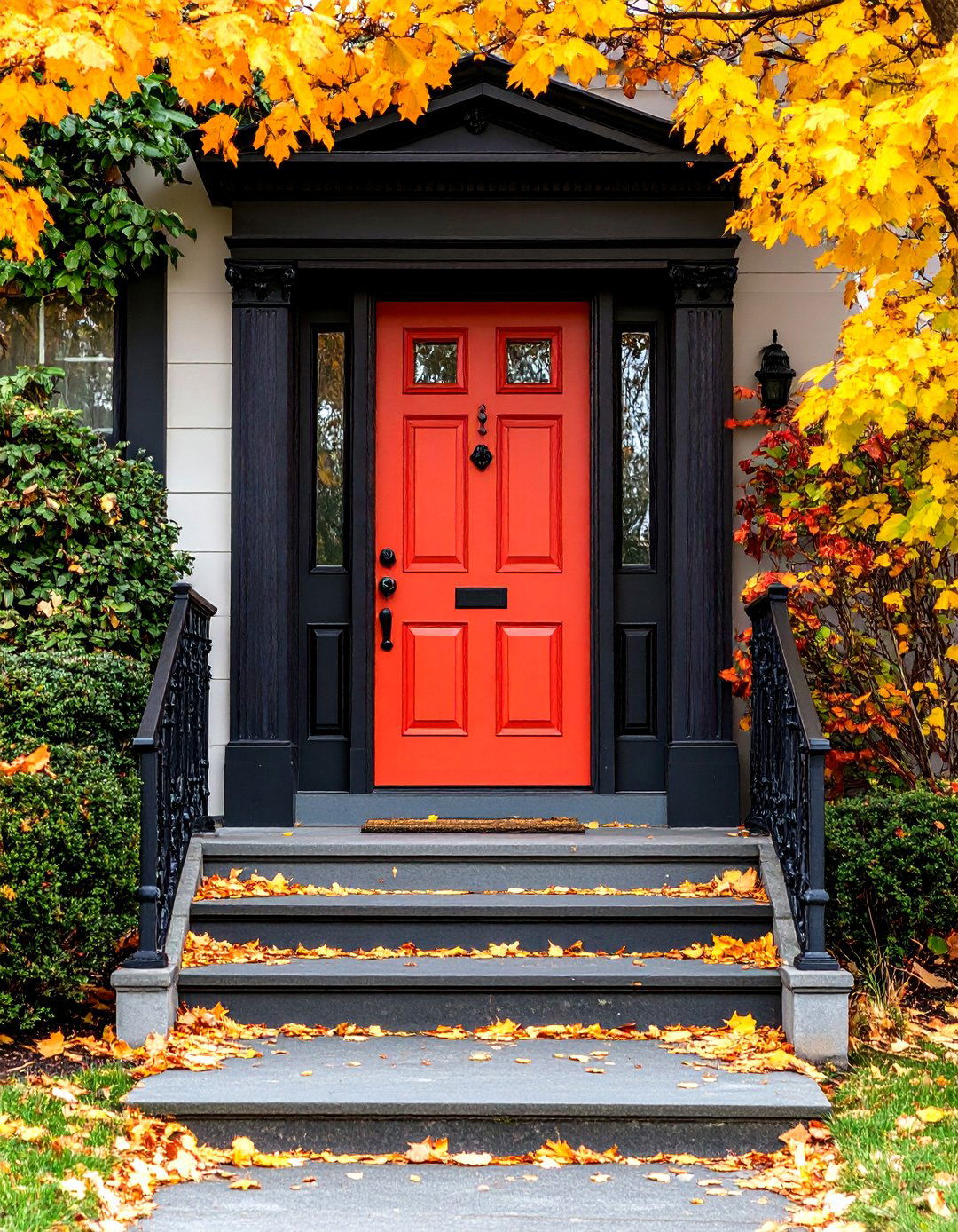 Contrasting Trim Frames Front Door Decor - 20 Front Door Decor Ideas