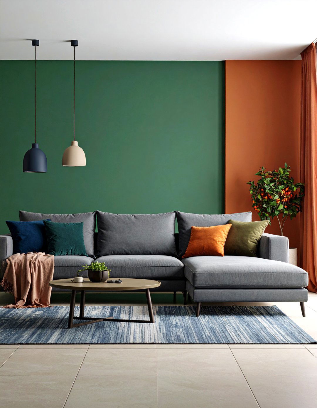 Contrasting Wall Color Behind Grey Sectional - 20 Grey Sectional Living Room Ideas