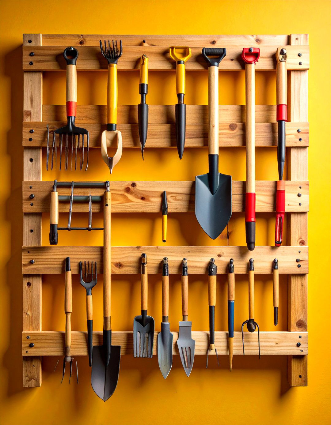 Convert a Pallet into a Garden Tool Rack - 20 Garage Storage Ideas
