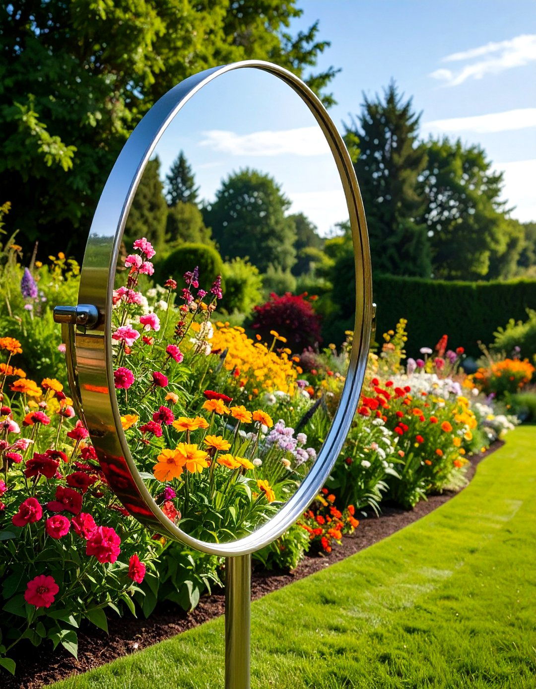 Convex Garden Mirror Adds Playful Depth and Better Sightlines - 20 Garden Mirror Ideas