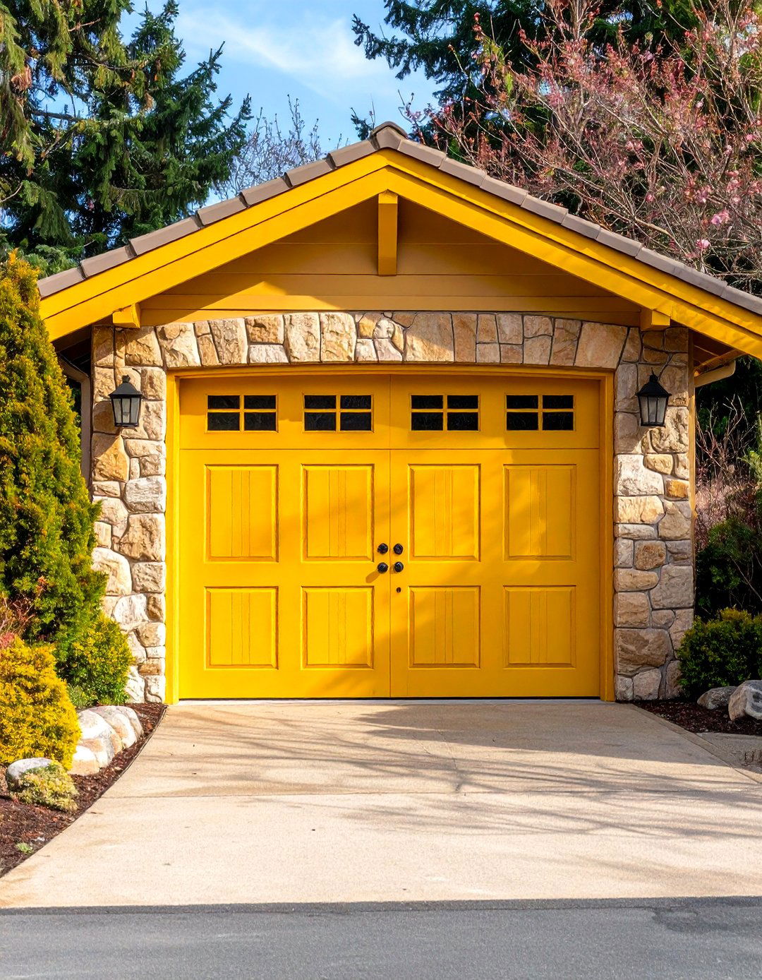 Convivial Yellow Garage Door Cheer - 20 Garage Door Paint Ideas