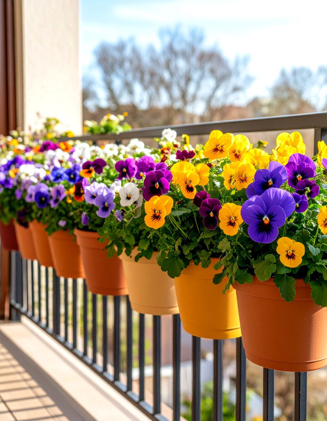 Cool Season Pansy Balcony Charm - 20 Flowering Plants for Balcony
