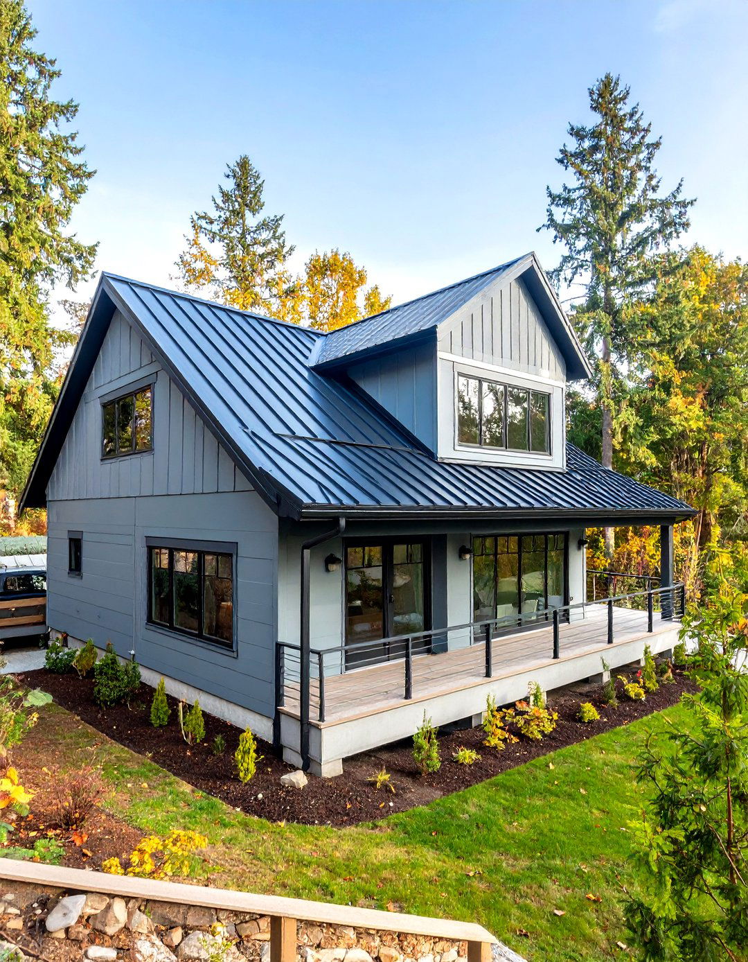 Cool Slate Grey with Glossy Black Metal Roof - 20 Grey House With Black Trim