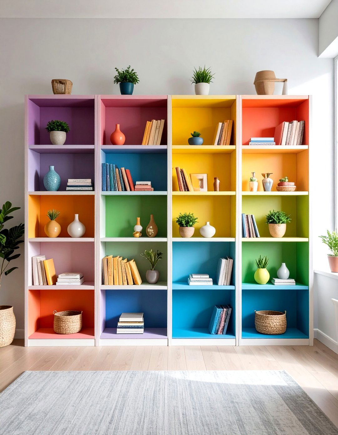 Coordinate by Color or Theme - 20 Shelf Decor Ideas