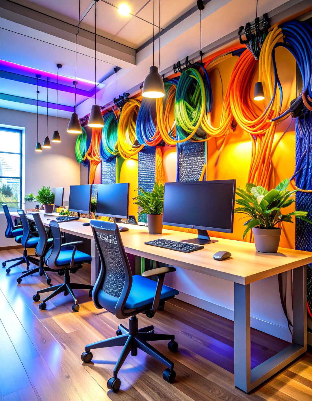 Coordinated Cable Management That Doubles as Art - 20 Cubicle Decor Ideas