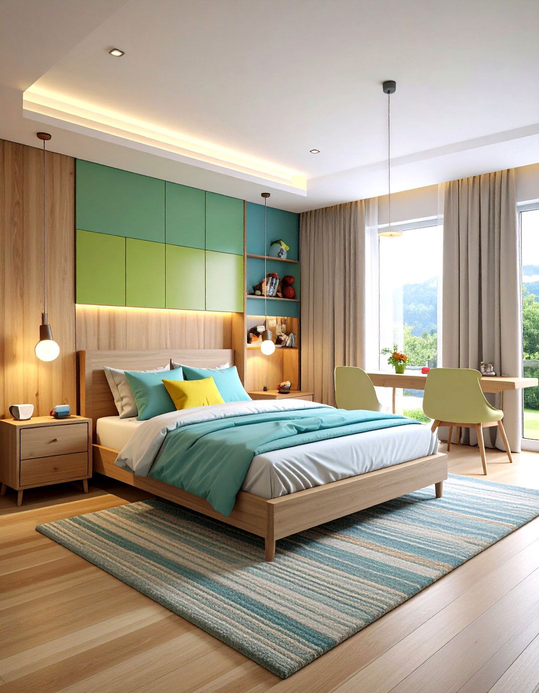 Coordinated Lighting Layers - 20 Shared Bedroom Ideas for Small Rooms