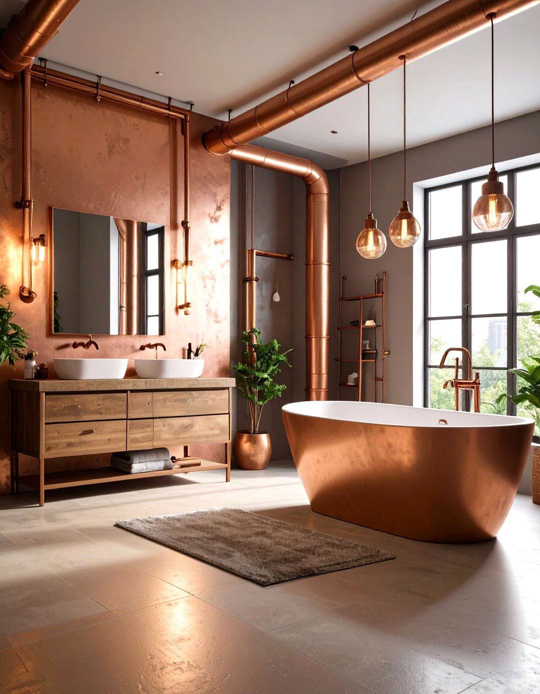 Copper Accent Industrial Interior Design - 20 Industrial Interior Design Style Ideas