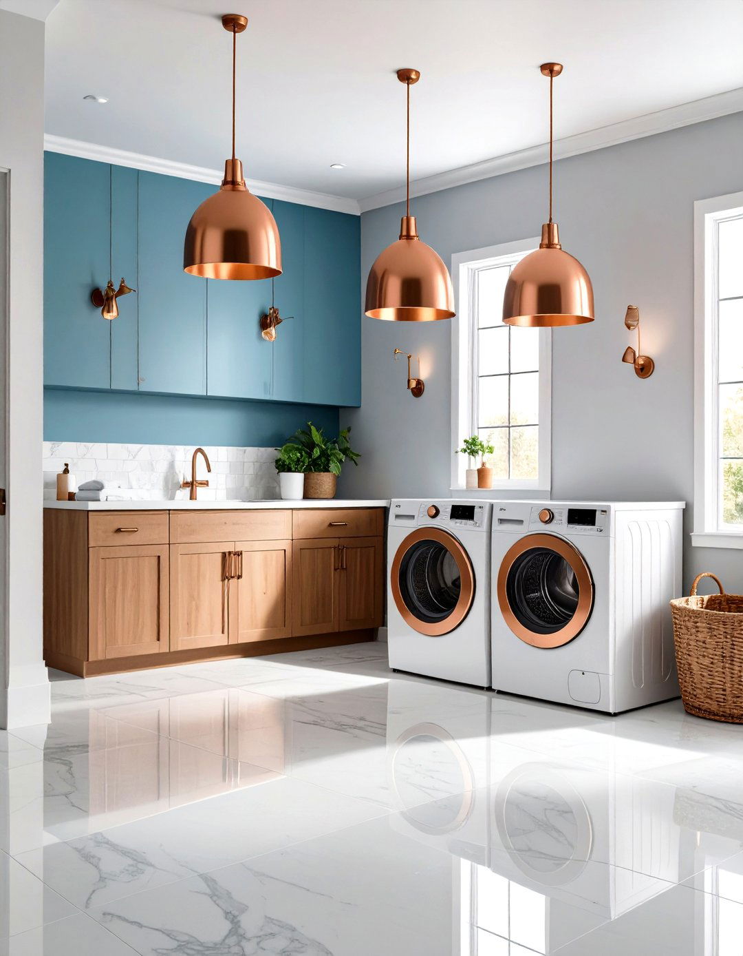 Copper Accent Laundry Room Lighting Collection - 20 Laundry Room Lighting Ideas