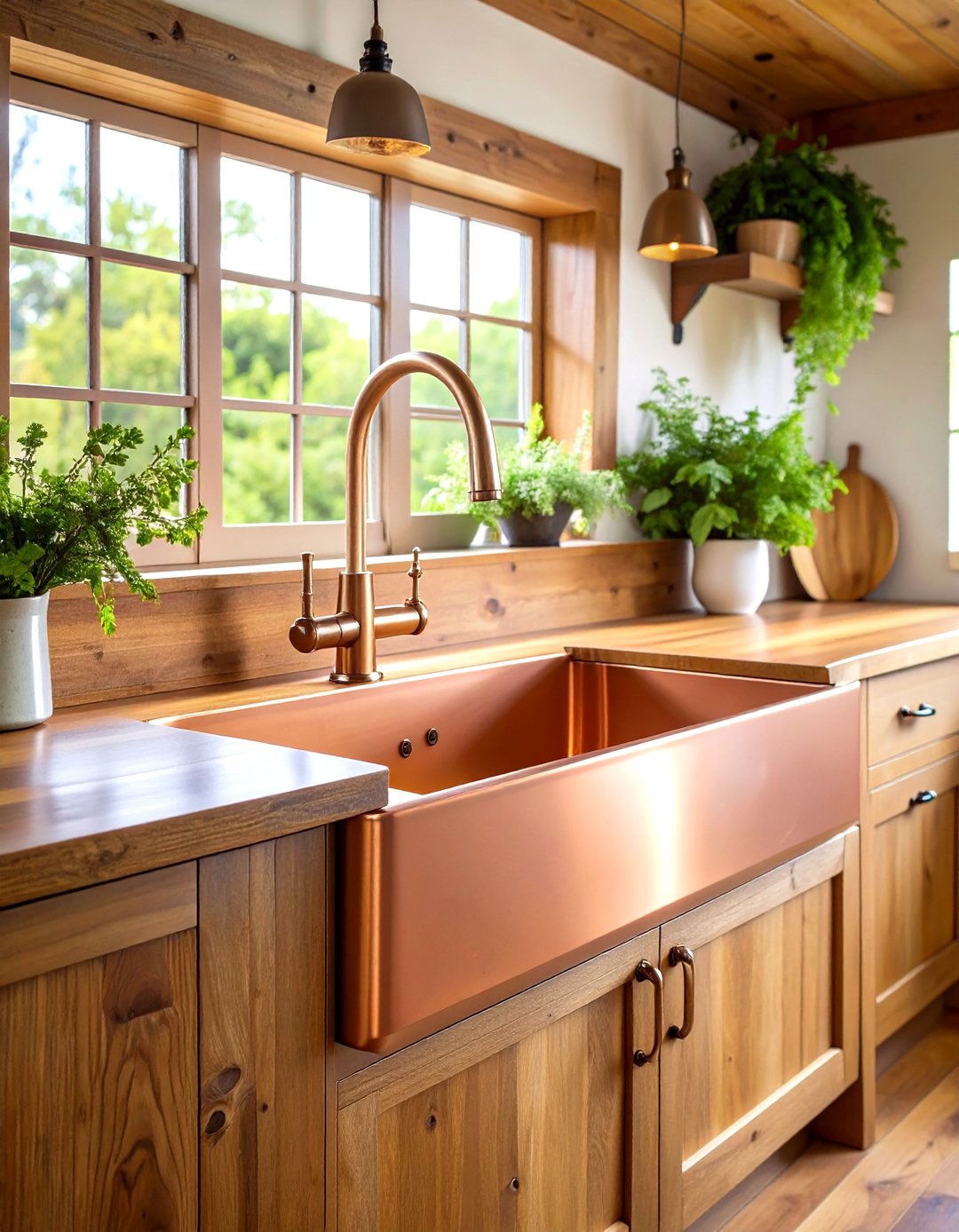 Copper Corner Kitchen Sink with Antimicrobial Properties - 20 Corner Kitchen Sink Ideas