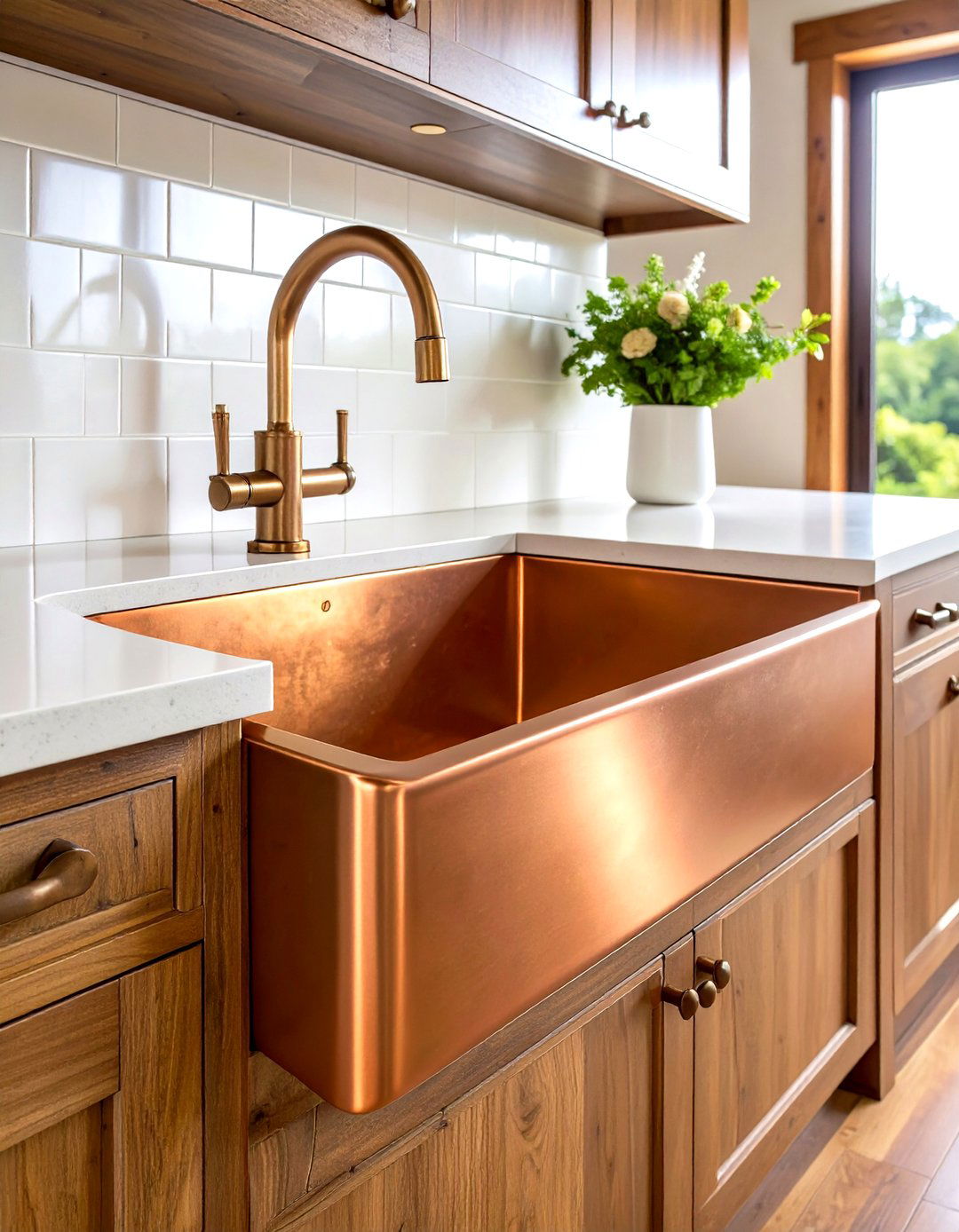 Copper Farmhouse Kitchen Sink with Living Patina - 20 Kitchen Sink Ideas