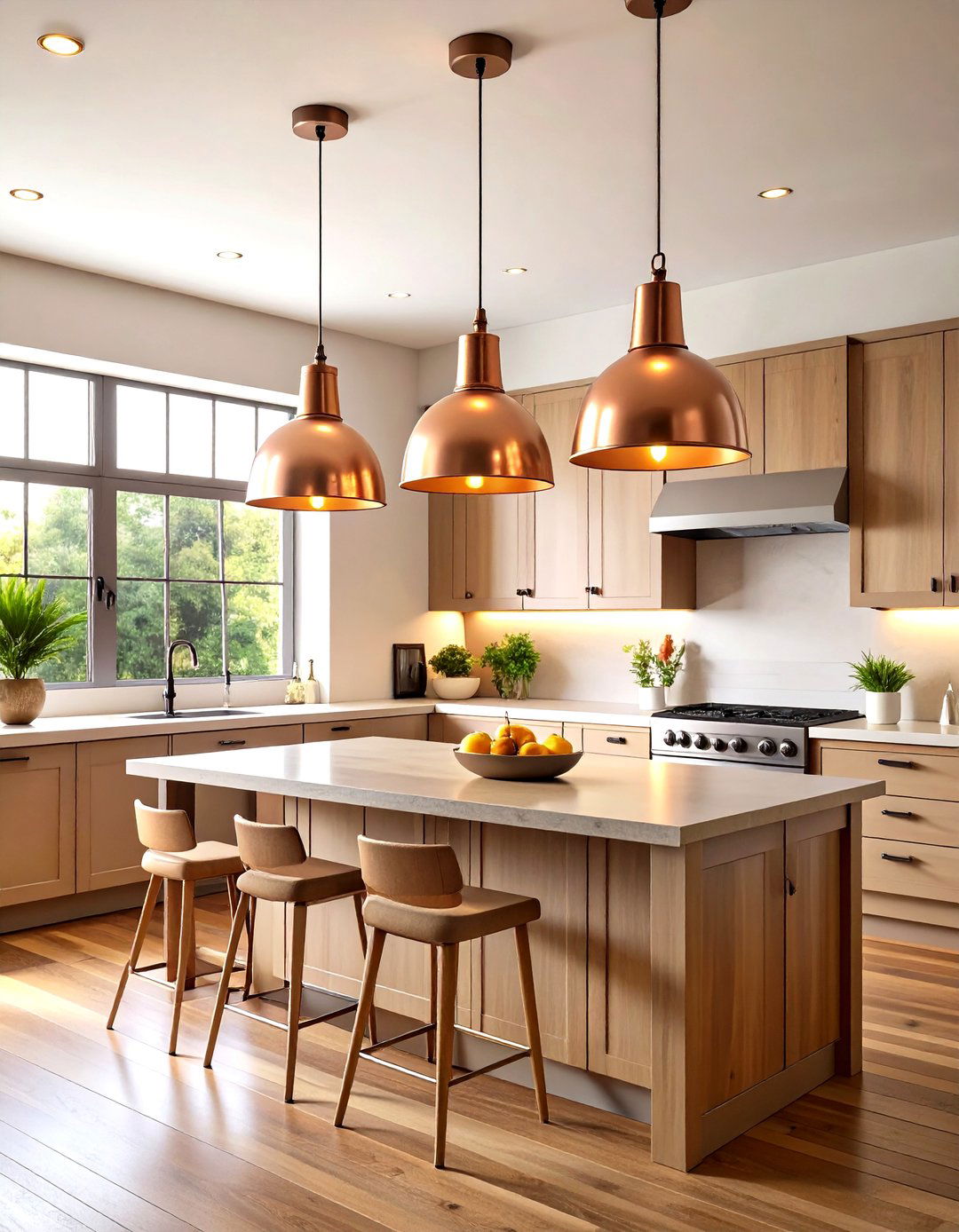 Copper Lighting Casts a Warm Glow - 20 Earthy Kitchen Ideas