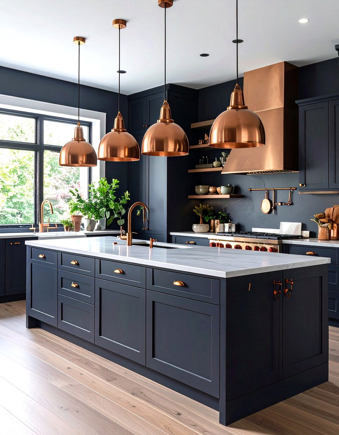 Copper Lighting and Hardware Bring Mountain Glow to Cabin Kitchens - 20 Cabin Kitchen Ideas