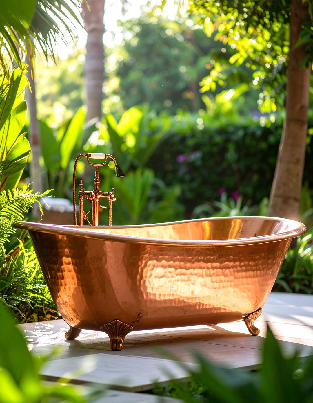 Copper Outdoor Bathtub for Luxury Heat Retention - 20 Outdoor Bathtub Ideas