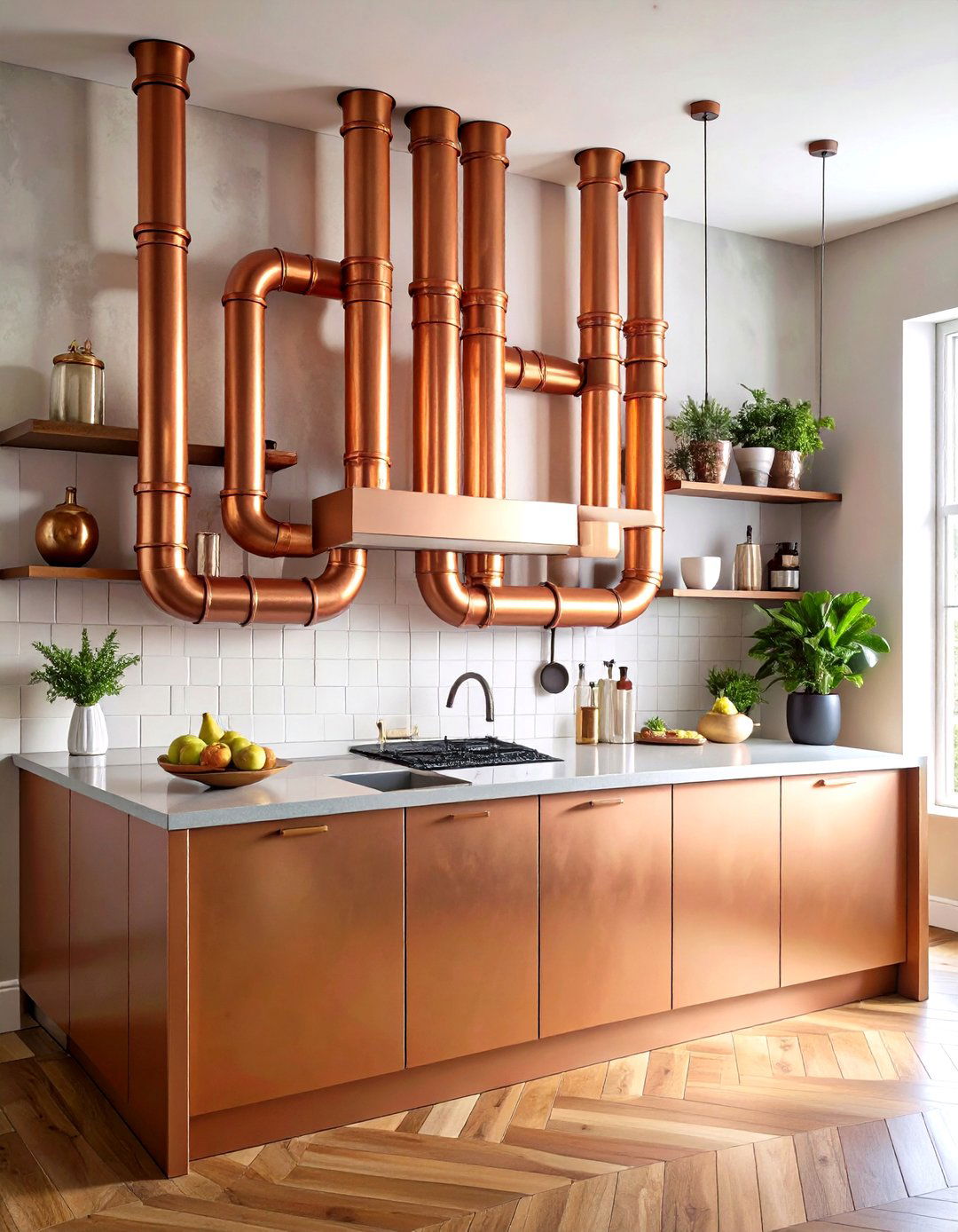 Copper Pipe Industrial Wall Art Sculpture - 20 Rustic Wall Decor Ideas
