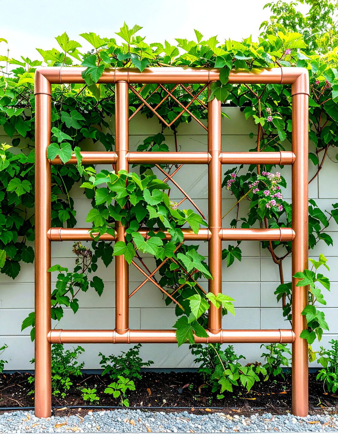 Copper Pipe Trellis Modern Industrial Design - 20 Trellis Ideas