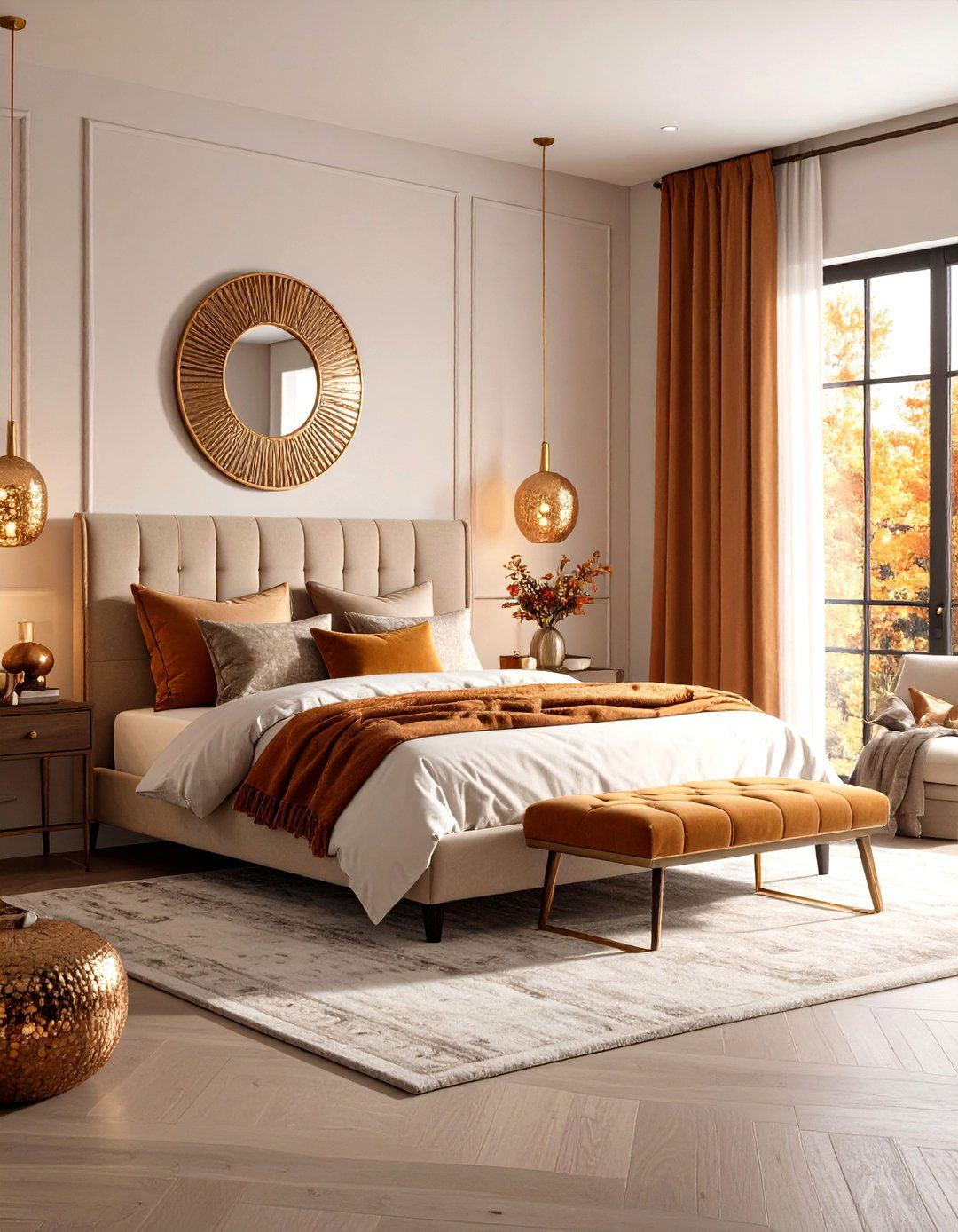 Copper and Brass Accents in Fall Bedroom Decor - 20 Fall Bedroom Decor Ideas