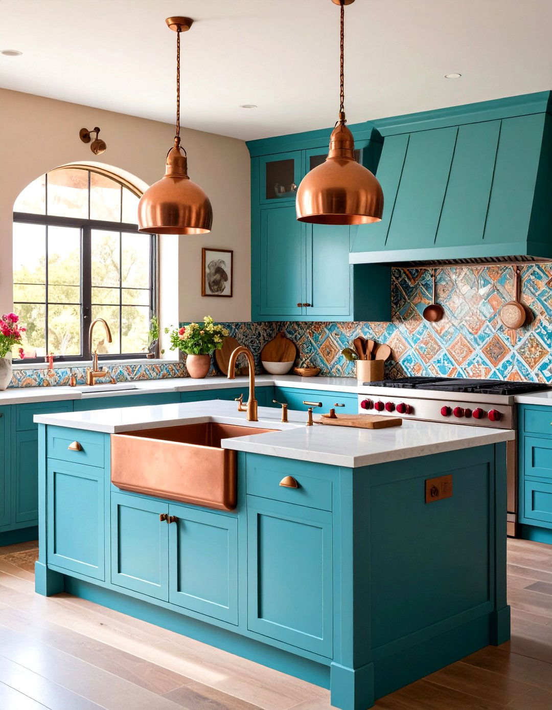 Copper and Turquoise Western Decor Kitchen - 20 Western Decor Ideas