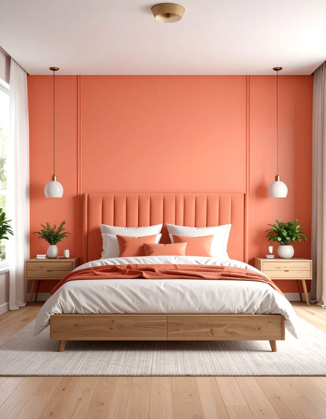 Coral Bedroom Accent Wall Design - 20 Coral Bedroom Ideas