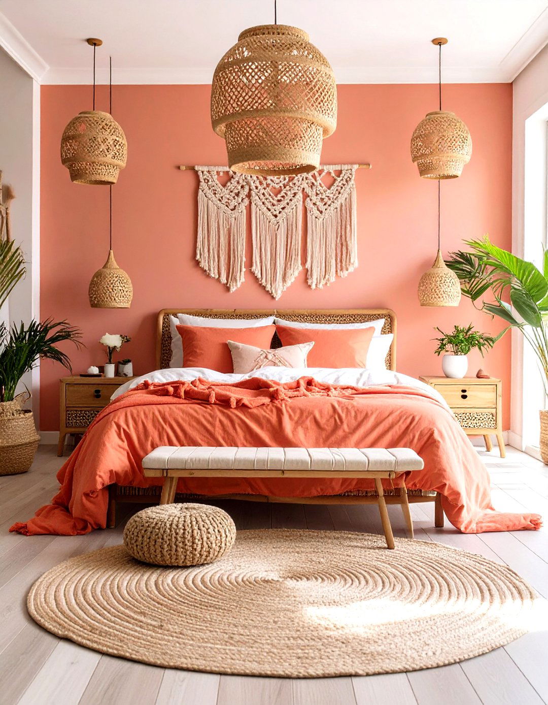 Coral Bedroom Bohemian Layered Look - 20 Coral Bedroom Ideas