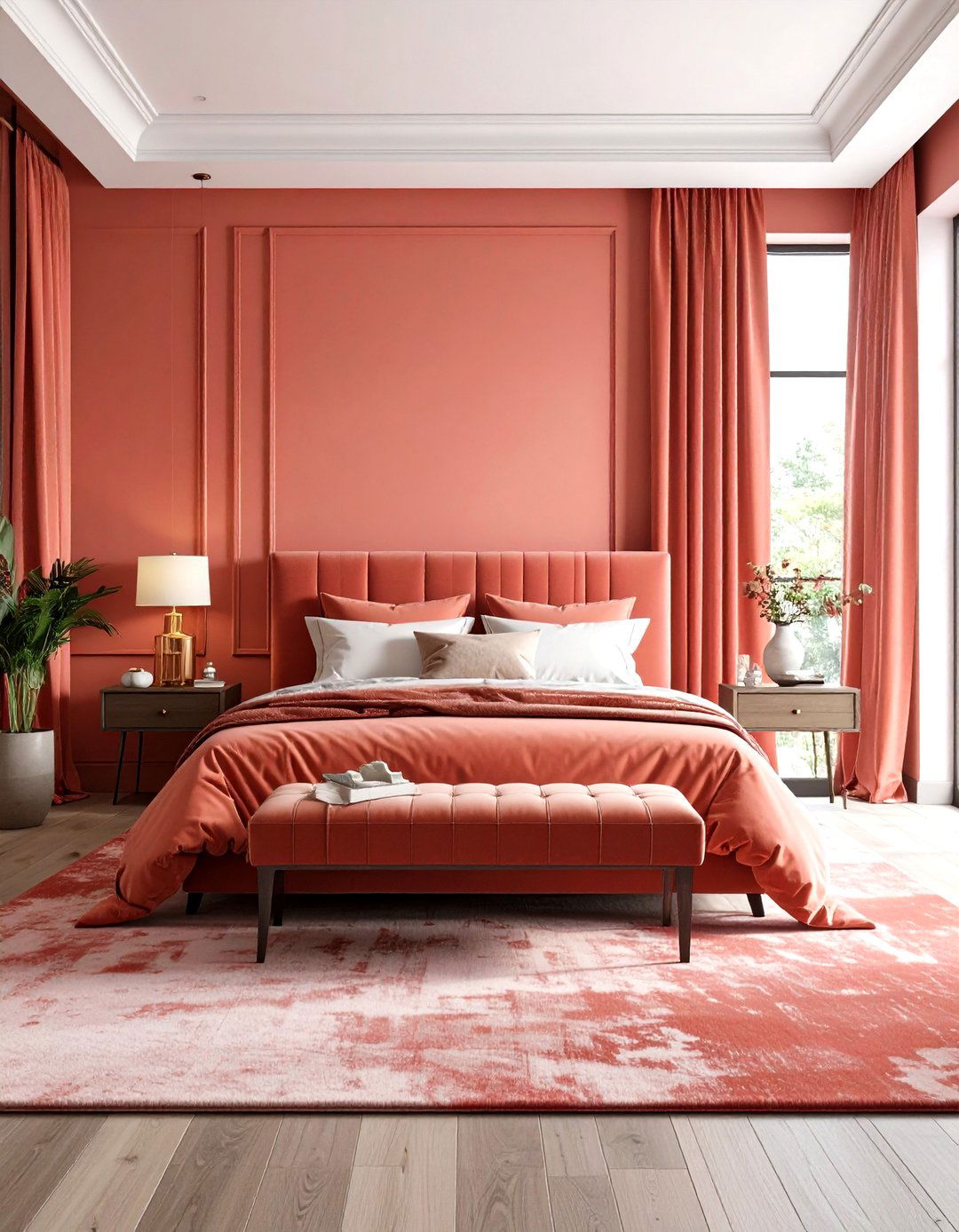 Coral Bedroom Dramatic Deep Tone Design - 20 Coral Bedroom Ideas