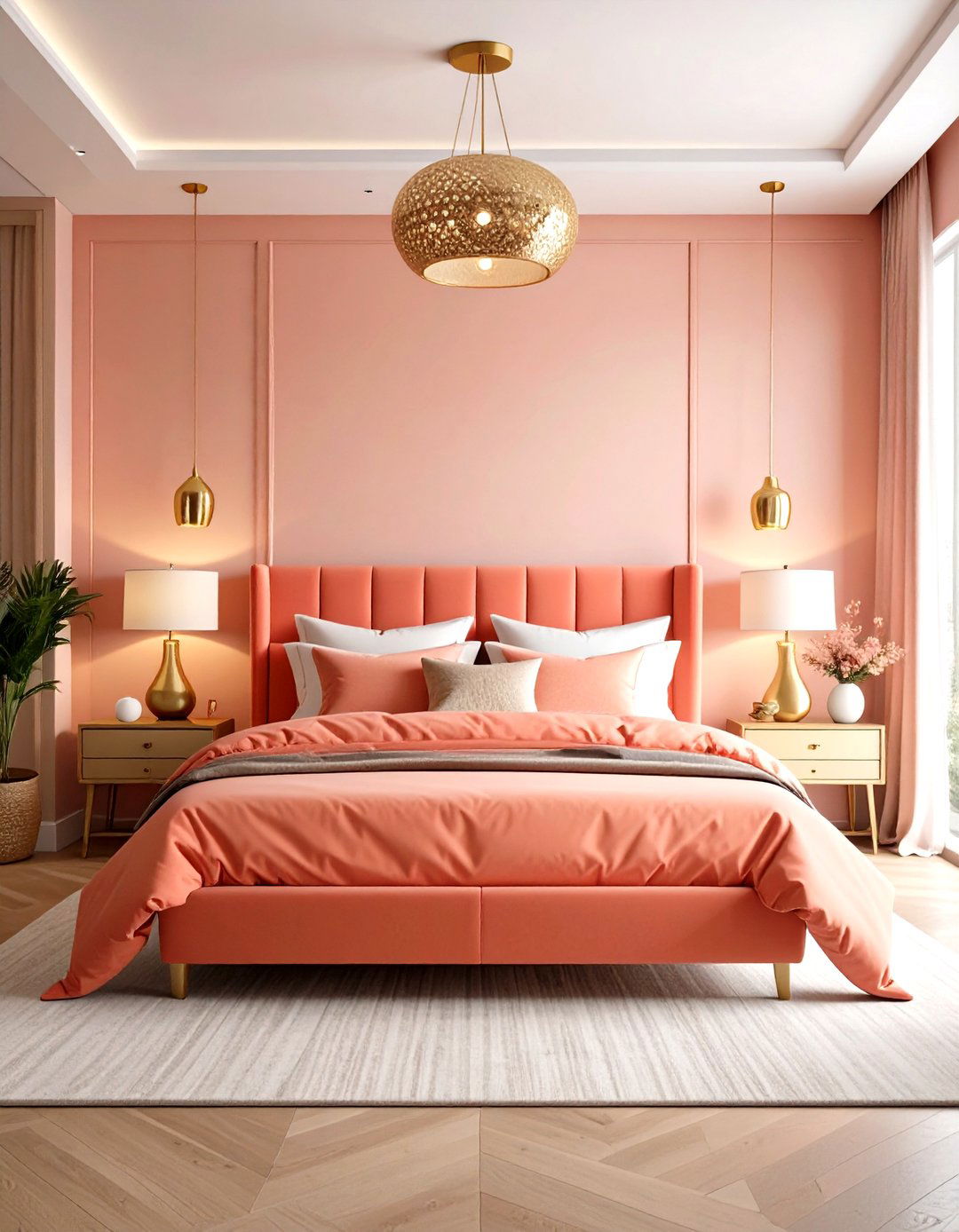 Coral Bedroom Lighting Fixture Accents - 20 Coral Bedroom Ideas