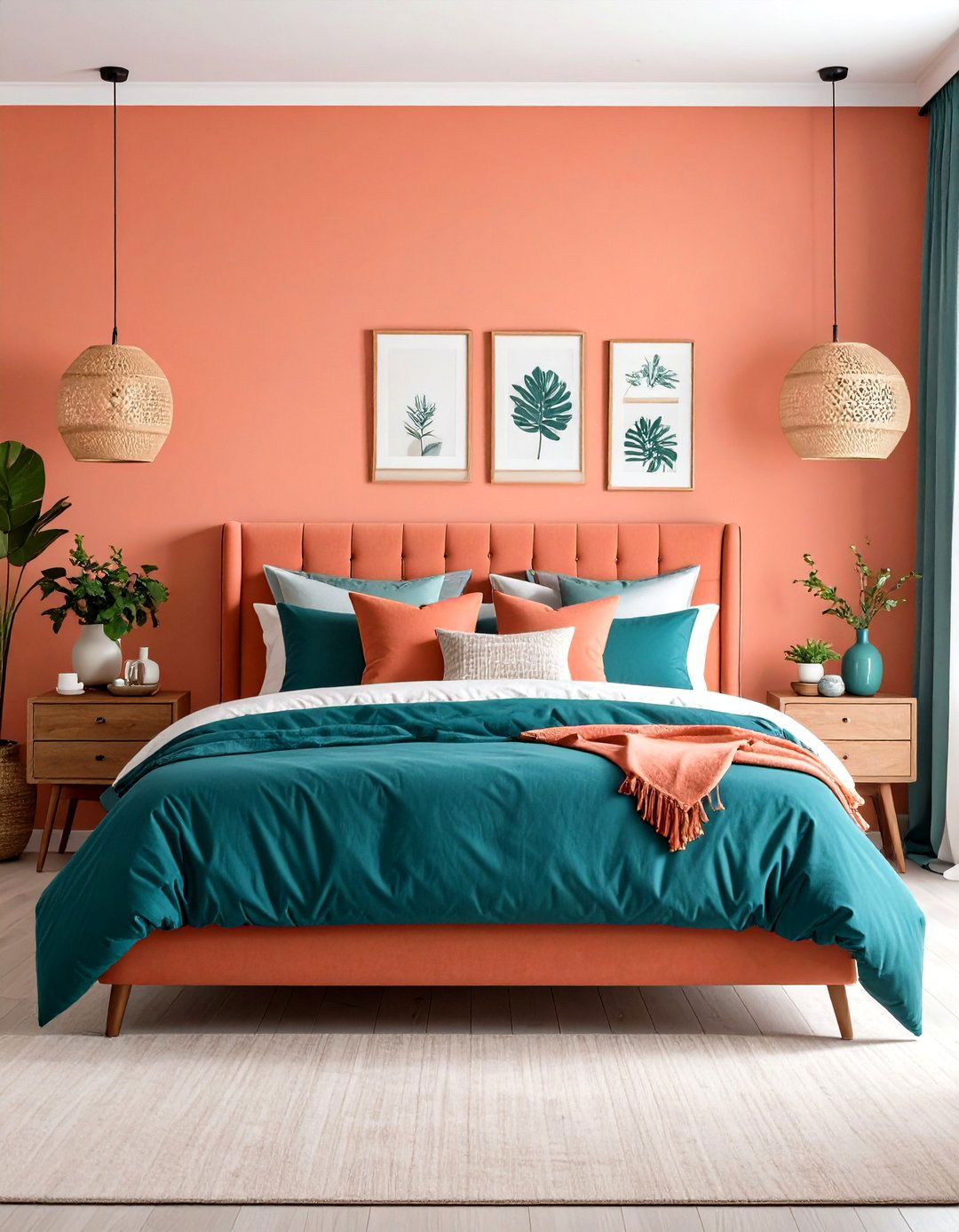 Coral Bedroom Teal Color Pairing - 20 Coral Bedroom Ideas