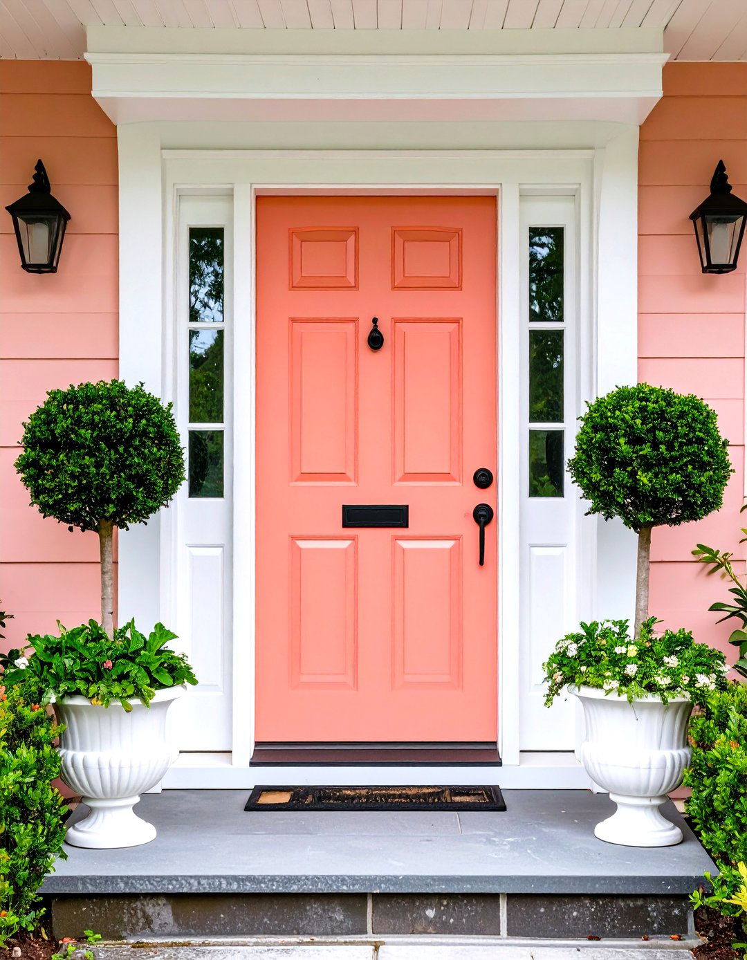 Coral Front Door for a Playful Pop - 20 Front Door Color Ideas