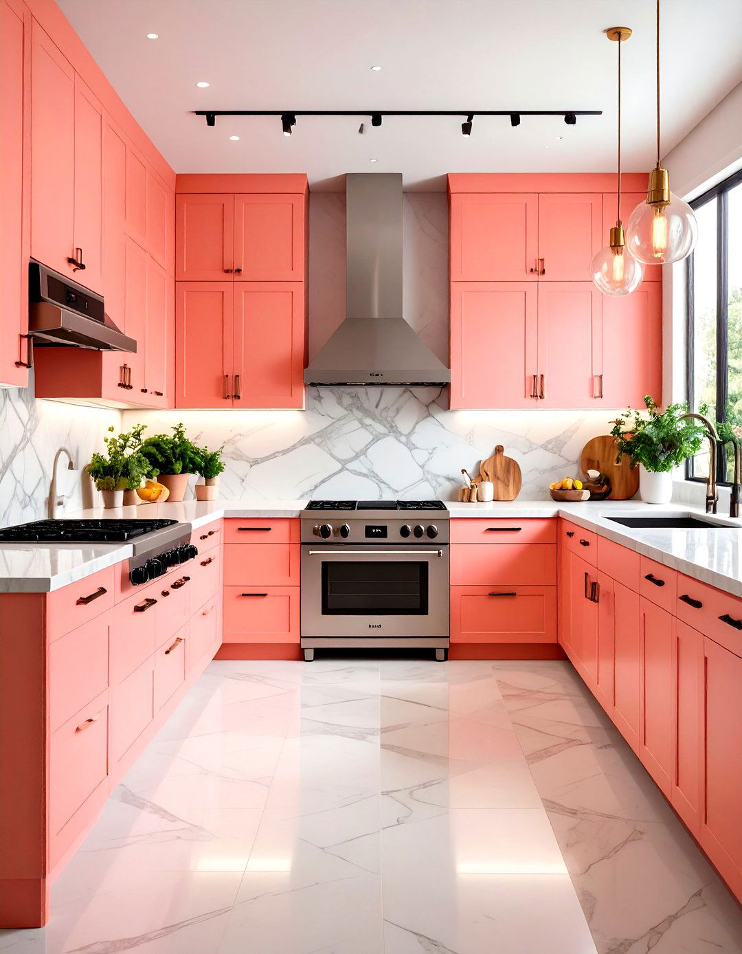 Coral Pink Kitchen Contemporary Fusion - 20 Pink Kitchen Ideas
