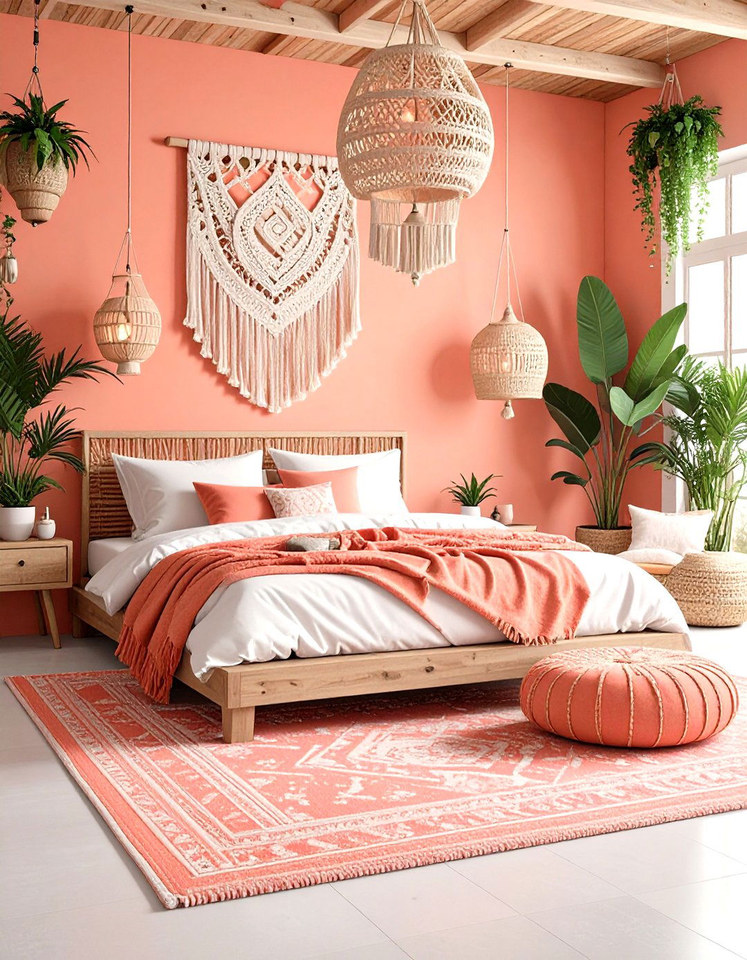 Coral Pink Room Boho Oasis - 20 Pink Room Ideas