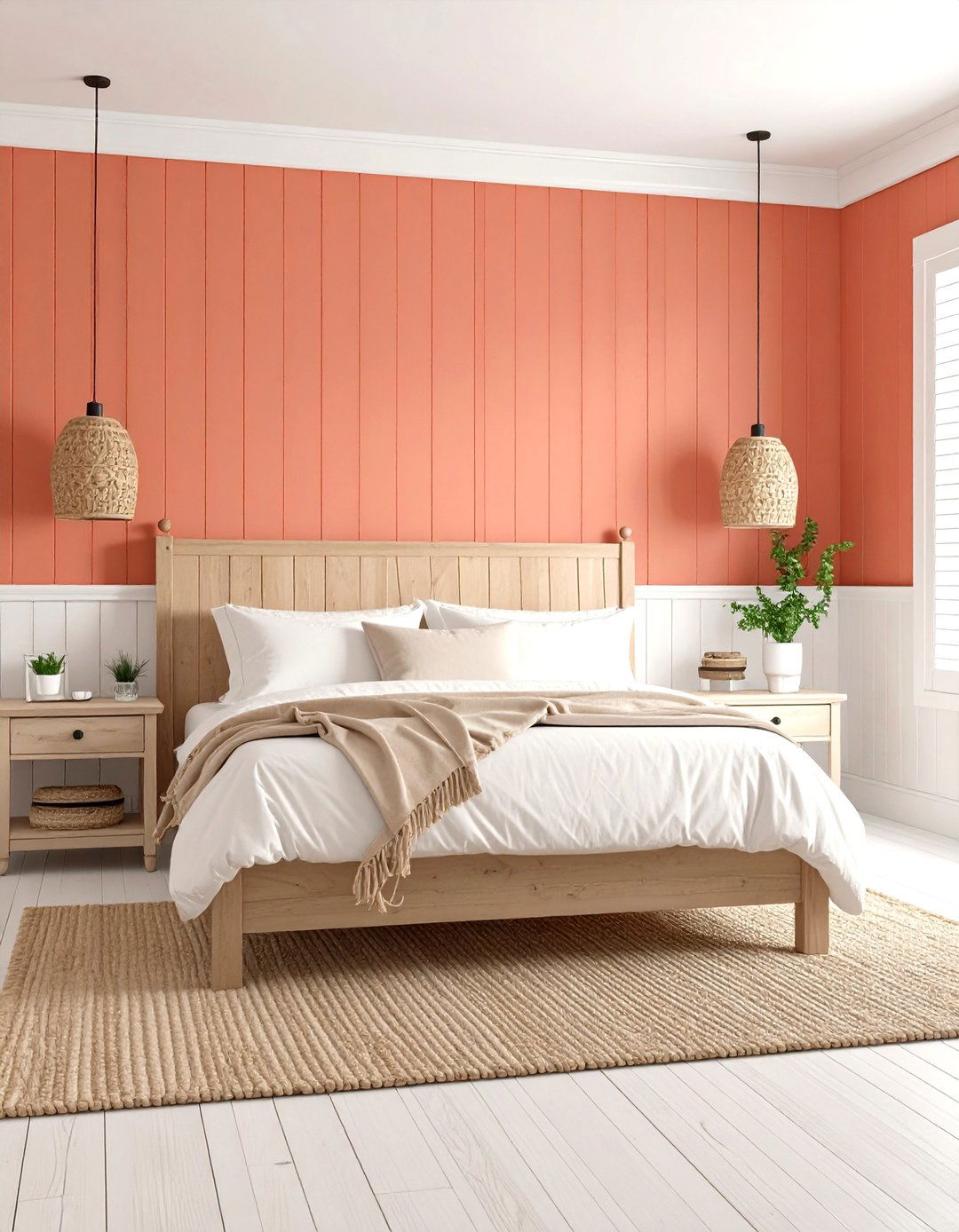 Coral Red Bedroom with Coastal Influence - 20 Red Bedroom Ideas