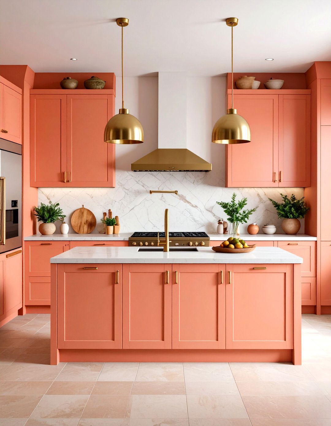 Coral and Terracotta Summer Kitchen Warmth - 20 Summer Kitchen Ideas