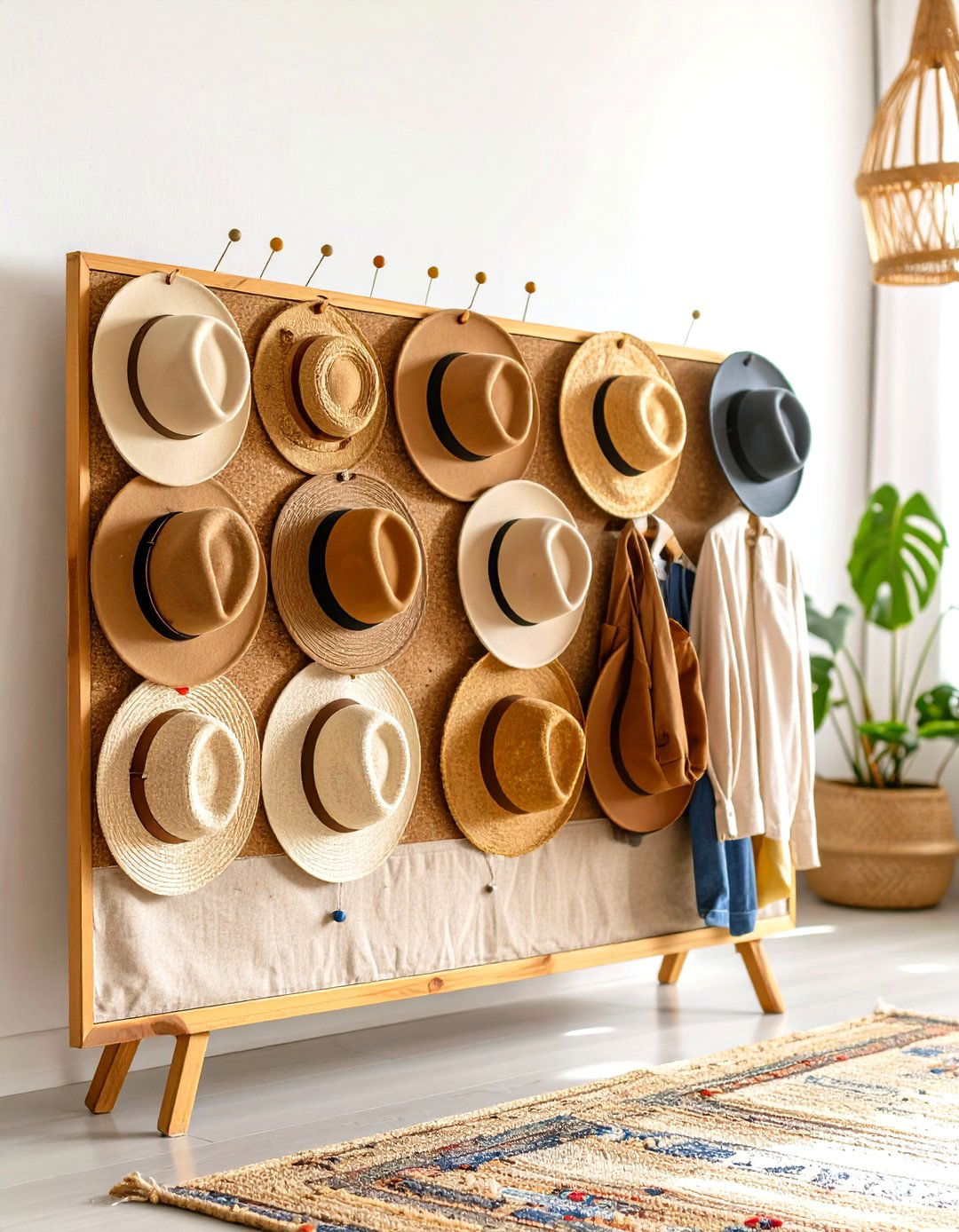 Cork Board with Decorative Pushpins - 20 Hat Storage Ideas