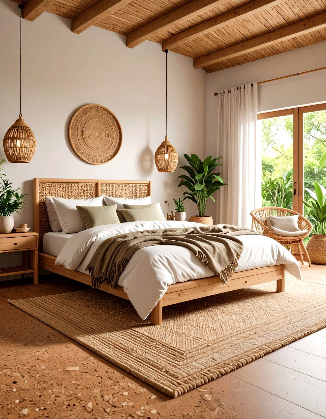 Cork Flooring Earthy Bedroom Design with Sustainable Elements - 20 earthy bedroom ideas