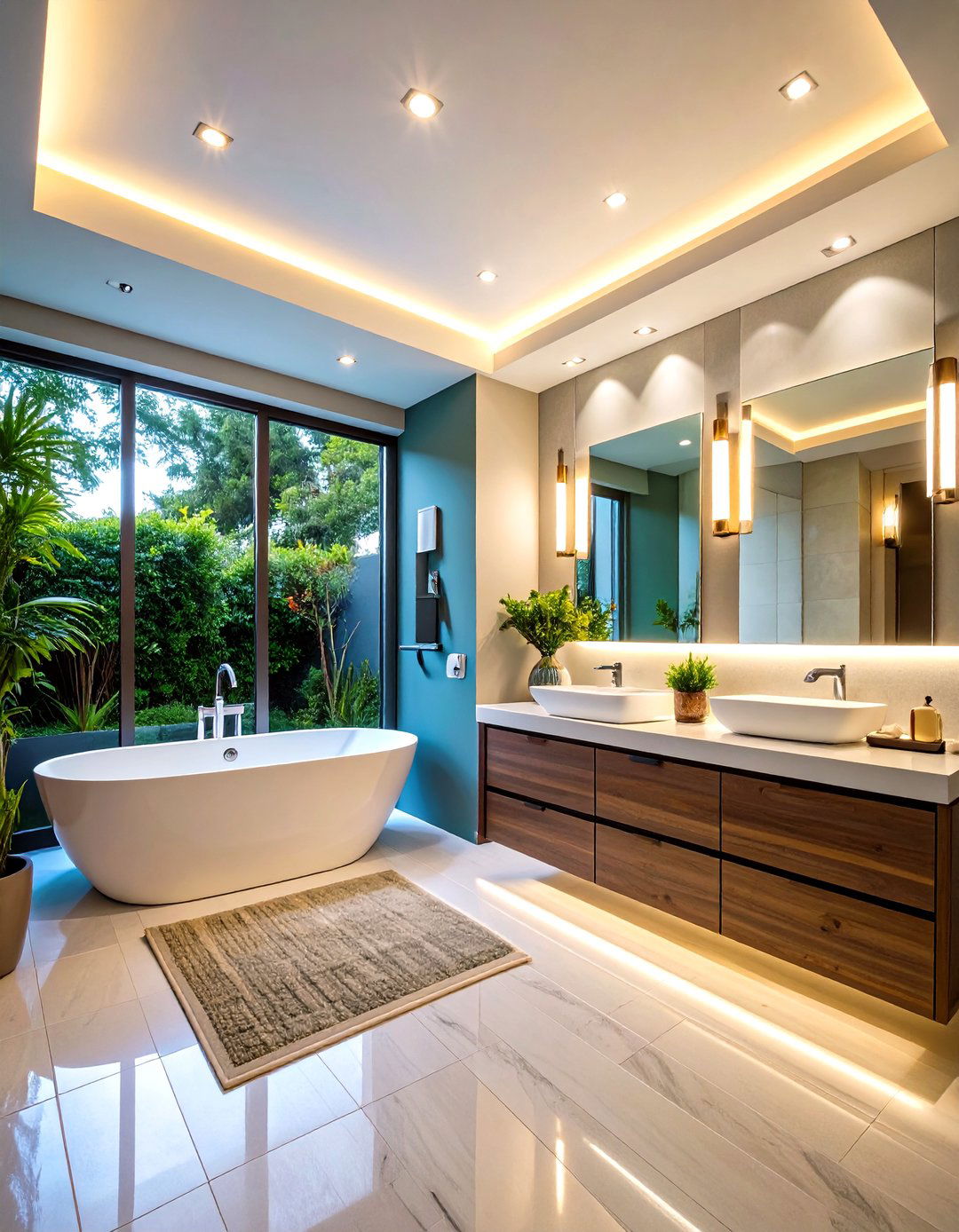 Corner Accent LED Small Bathroom Lighting - 20 Small Bathroom Lighting Ideas
