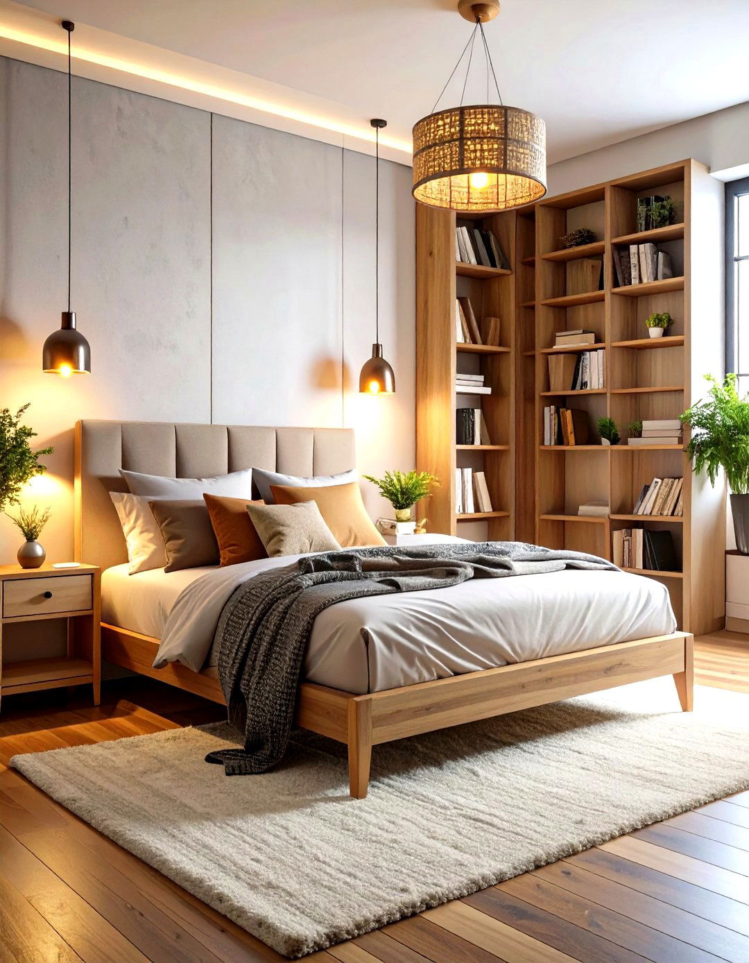 Corner Bed Reading Nook with Integrated Lighting - 20 Corner Bed Ideas