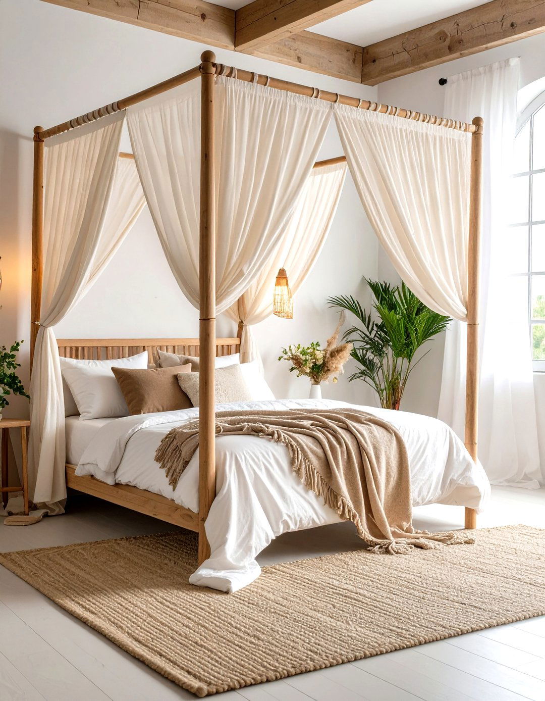 Corner Bed with Flowing Canopy Design - 20 Corner Bed Ideas