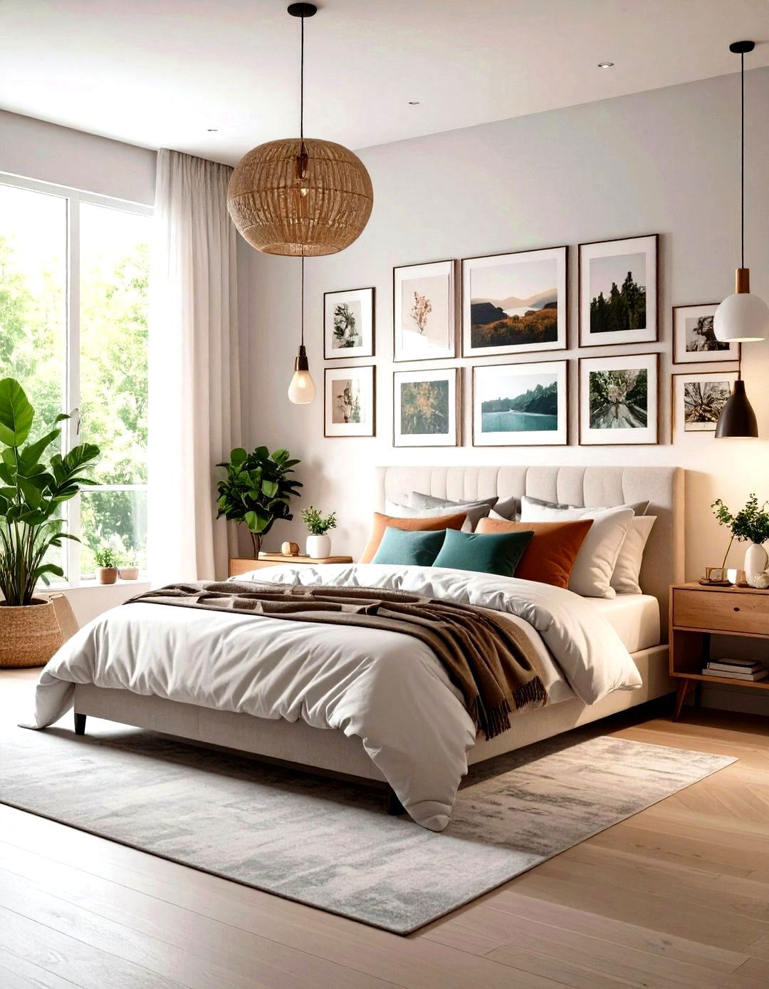 Corner Bed with Gallery Wall Backdrop - 20 Corner Bed Ideas