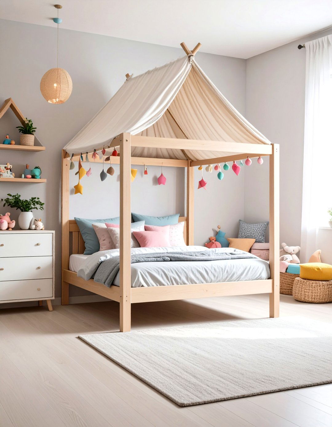 Corner Bed with Tented Canopy for Children - 20 Corner Bed Ideas