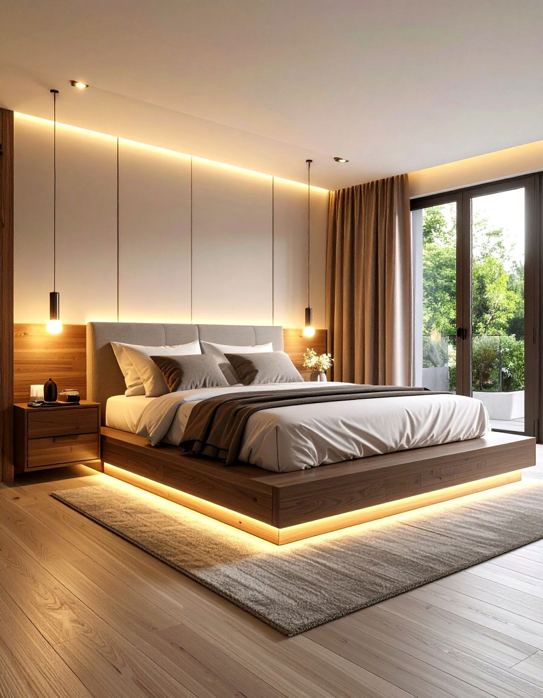 Corner Bed with Under Bed LED Strip Lighting - 20 Corner Bed Ideas
