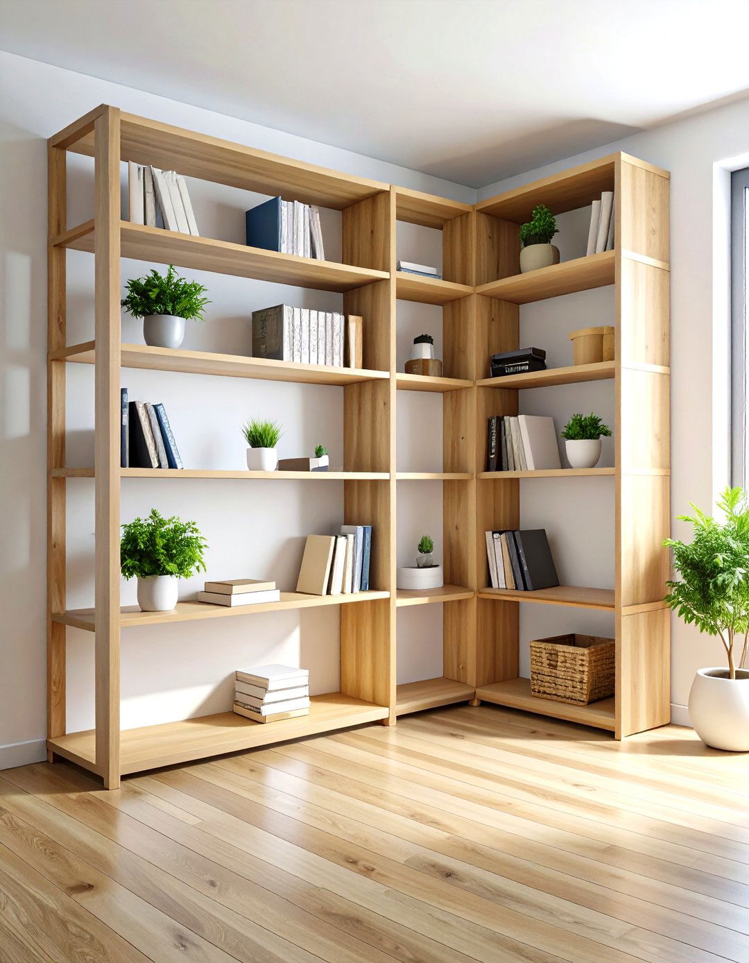 Corner Bookshelf with Integrated LED Lighting Systems - 20 Corner Bookshelf Ideas