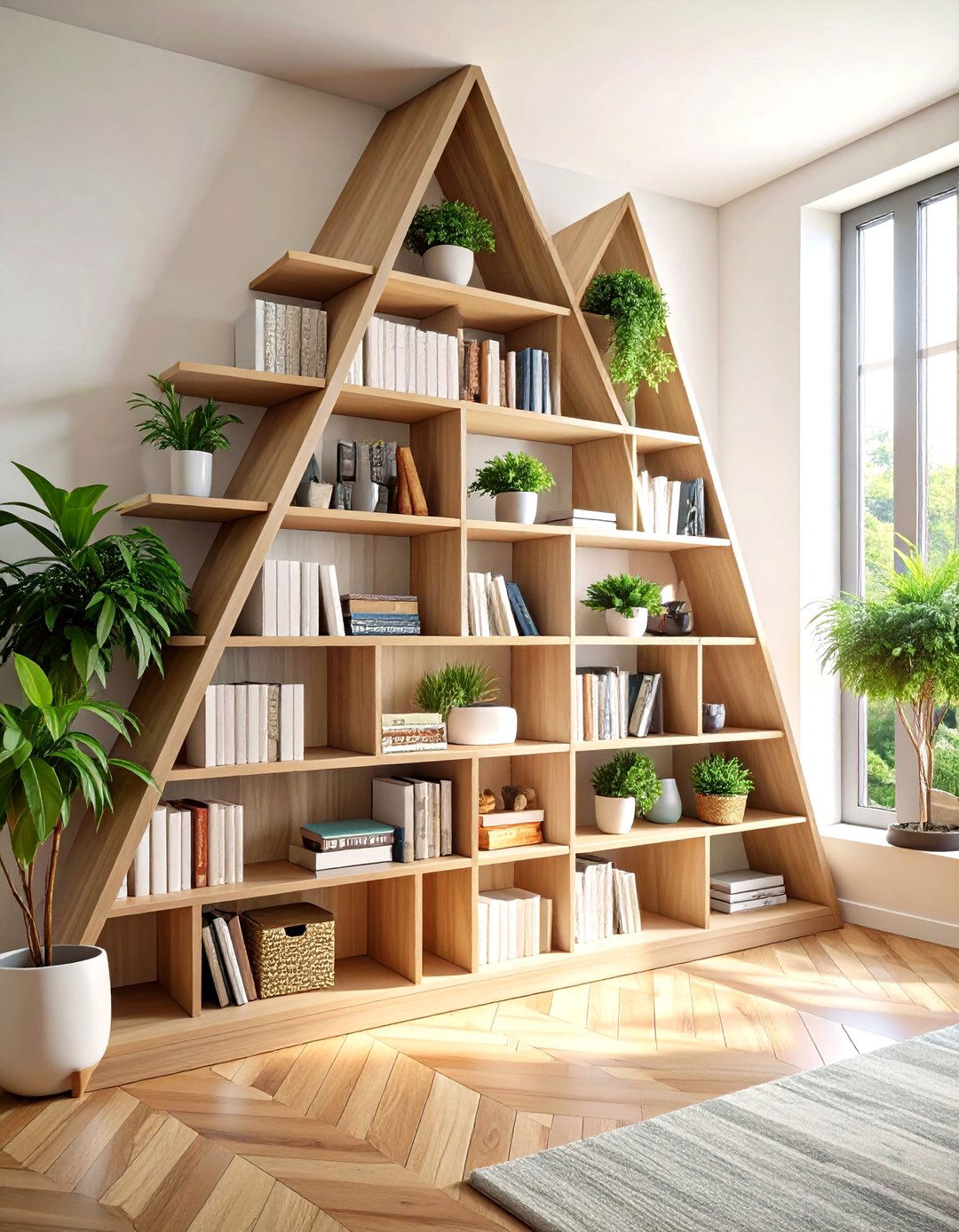 Corner Bookshelf with Storage Cubbies and Compartments - 20 Corner Bookshelf Ideas