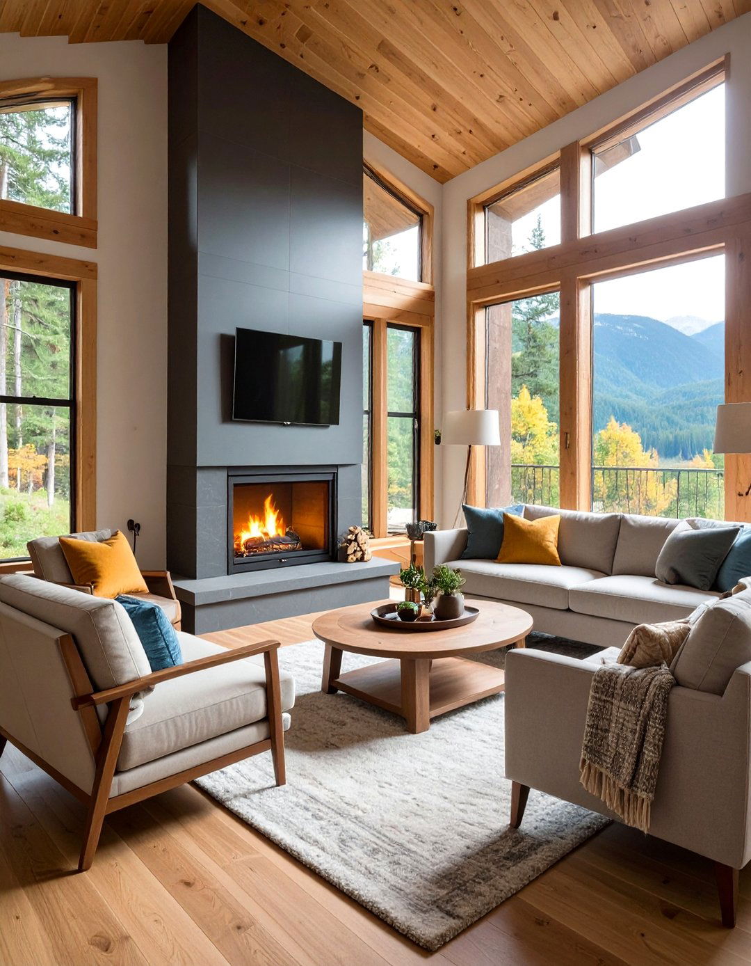 Corner Cabin Fireplace for Small Spaces - 20 Cabin Fireplace Ideas