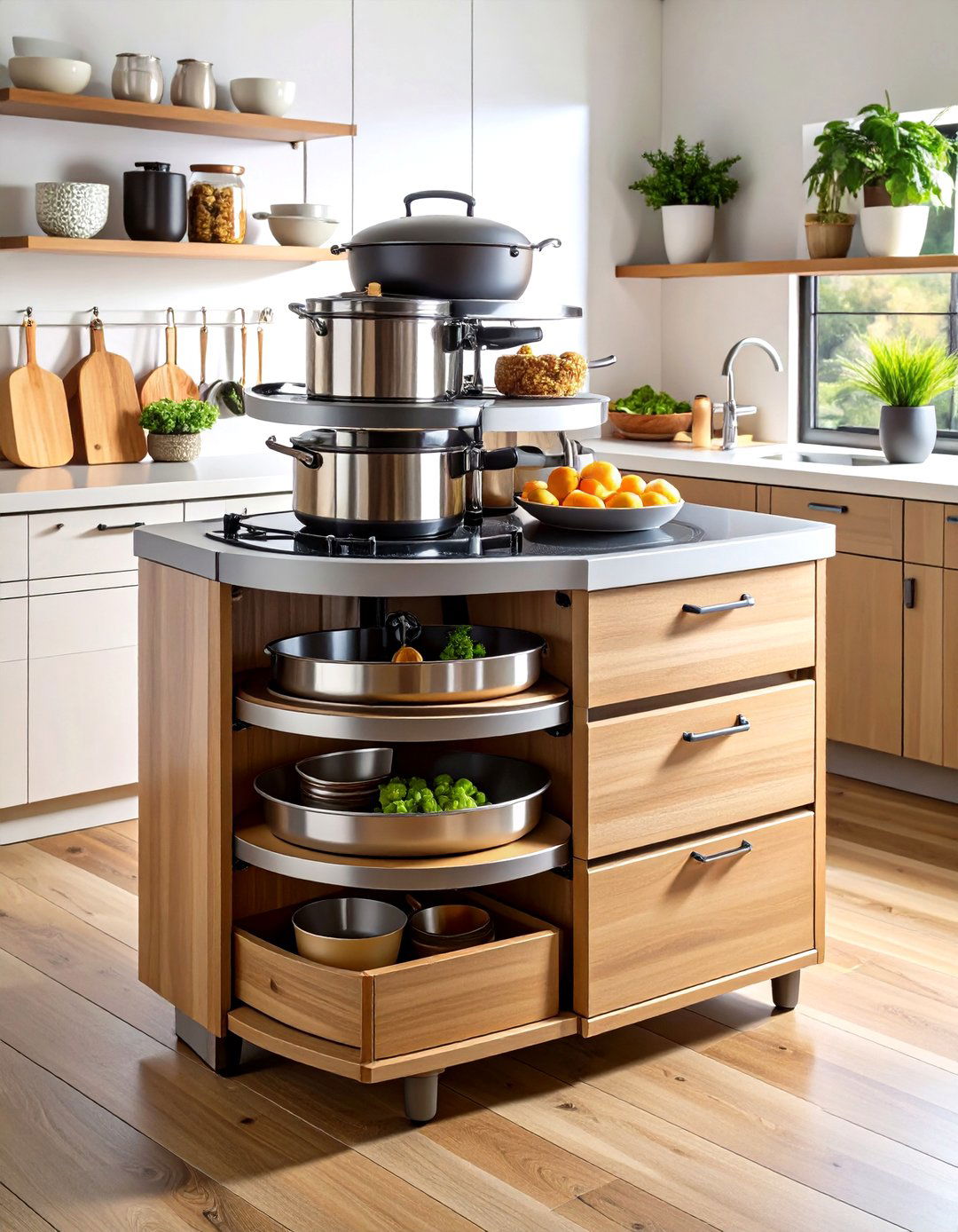 Corner Cabinet Carousel Pots and Pans Storage - 20 Pots and Pans Storage Ideas