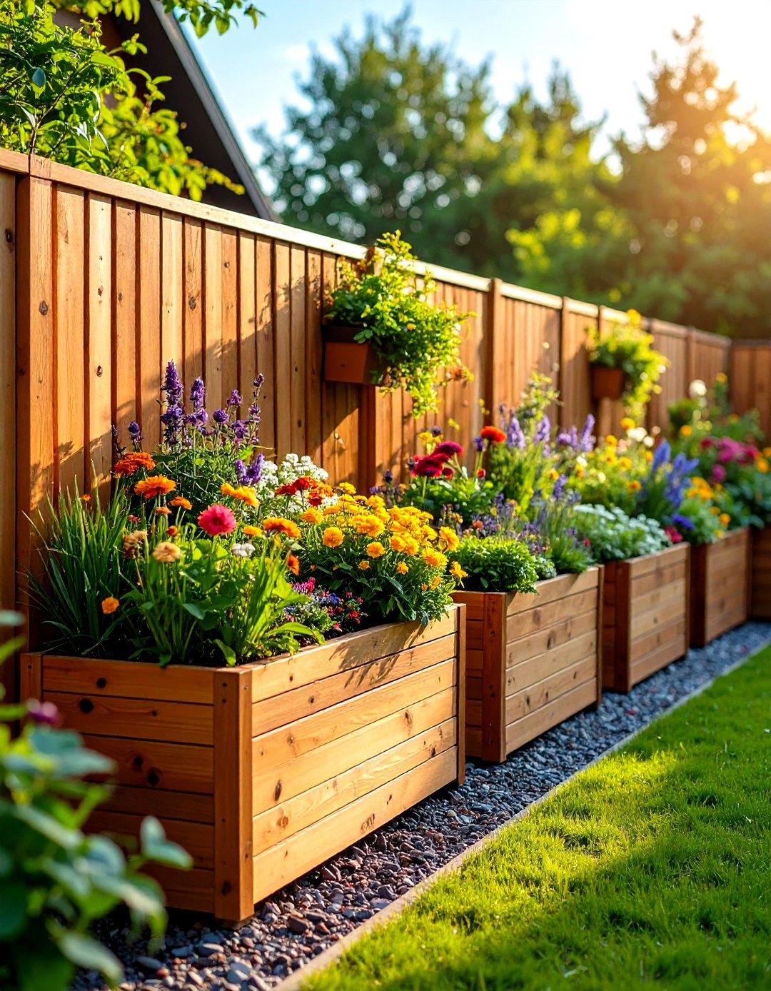 Corner Fence with Built in Planters and Gardens - 20 Corner Fence Ideas