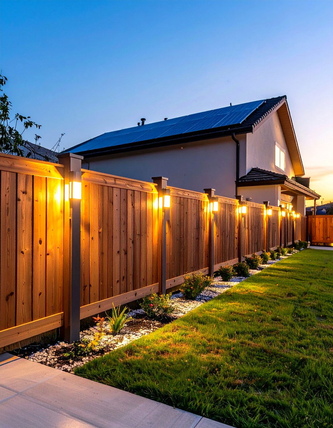 Corner Fence with Integrated Solar Lighting - 20 Corner Fence Ideas