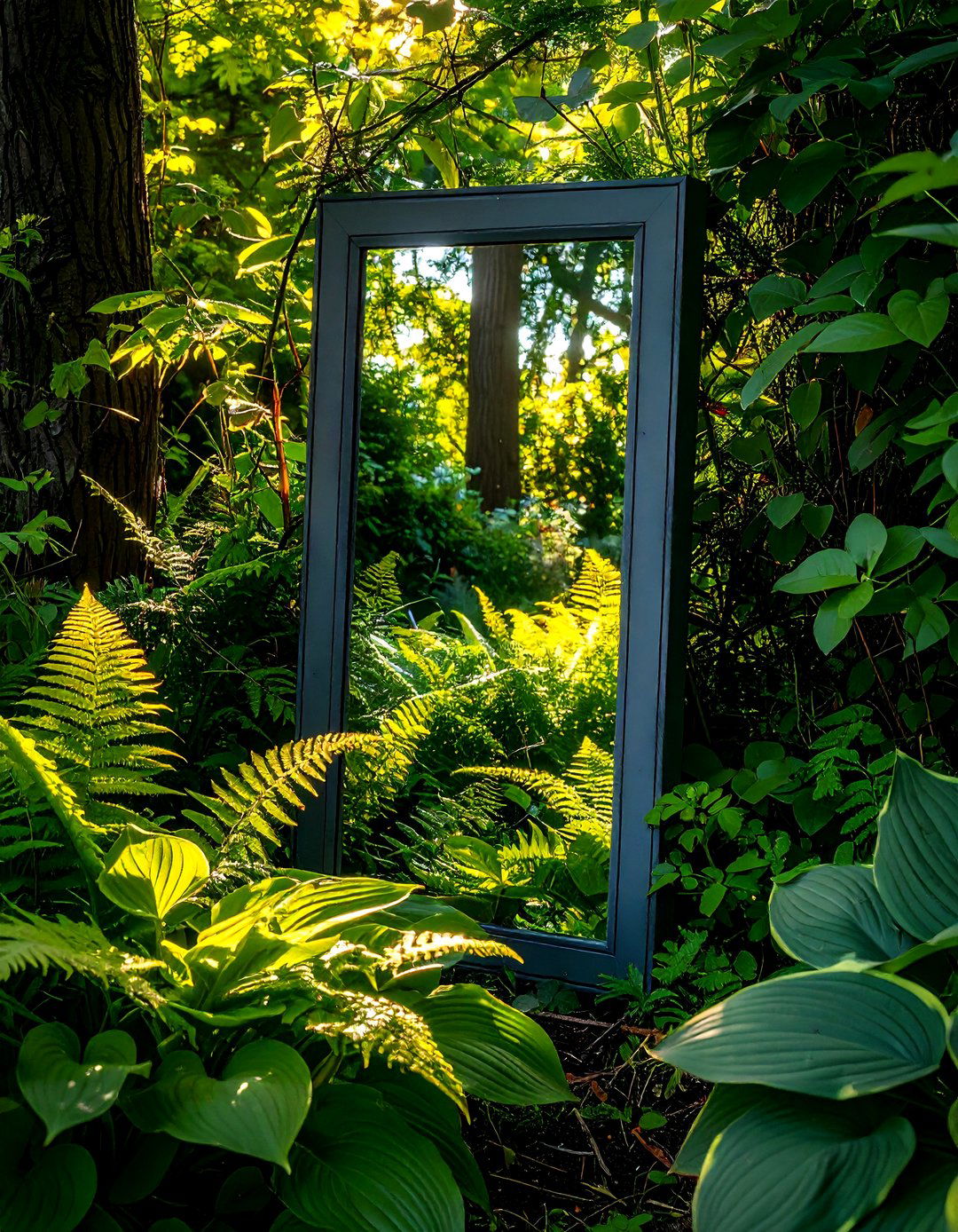 Corner Garden Mirror Boosts Light to Shade Lovers - 20 Garden Mirror Ideas
