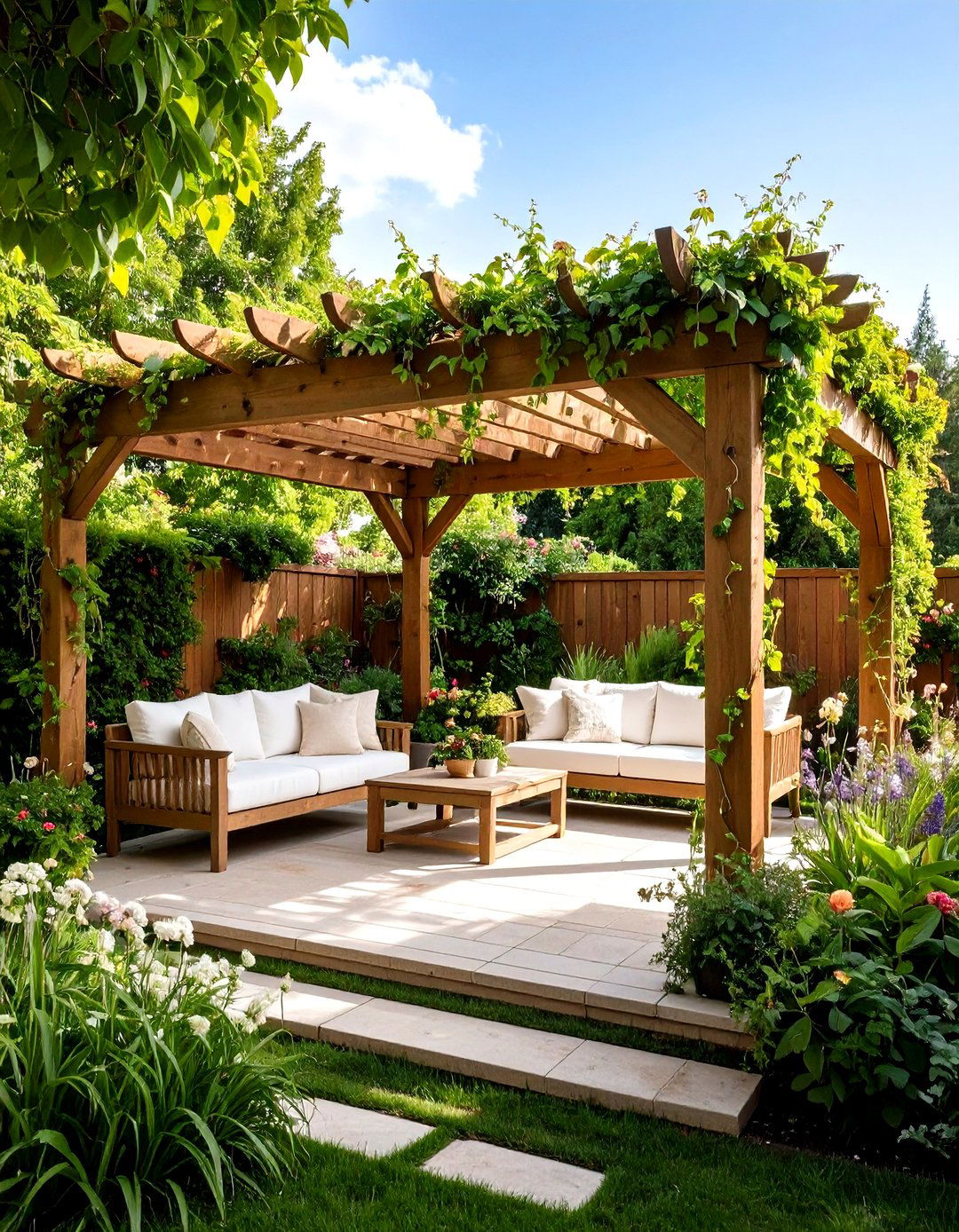 Corner Garden Pergola with Overhead Structure - 20 Corner Garden Ideas