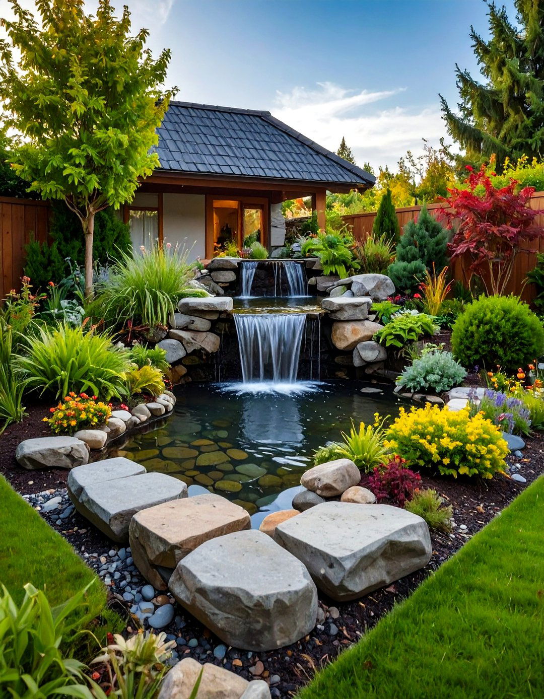 Corner Garden Pondless Waterfall - 20 Pondless Waterfall Design Ideas