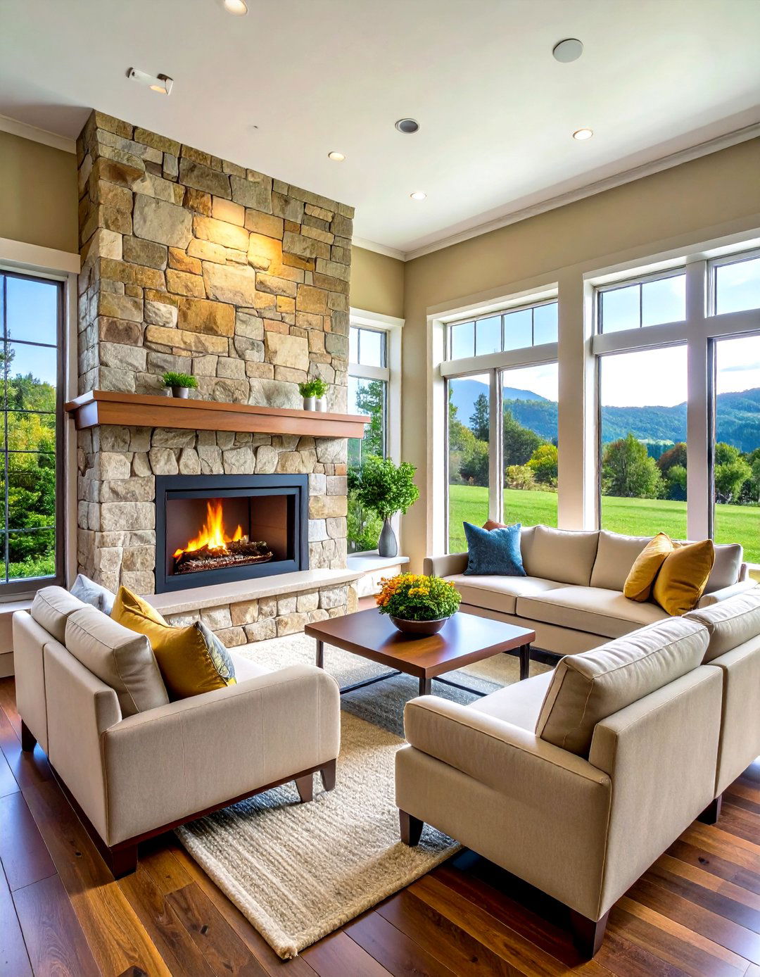 Corner Gas Fireplace - 20 Small Living Room Fireplace Ideas